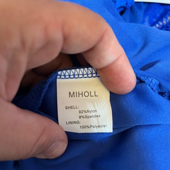 Miholl Cute lace royal blue Ruffle Off Shoulder Top‎ Size M - Picture 7 of 8